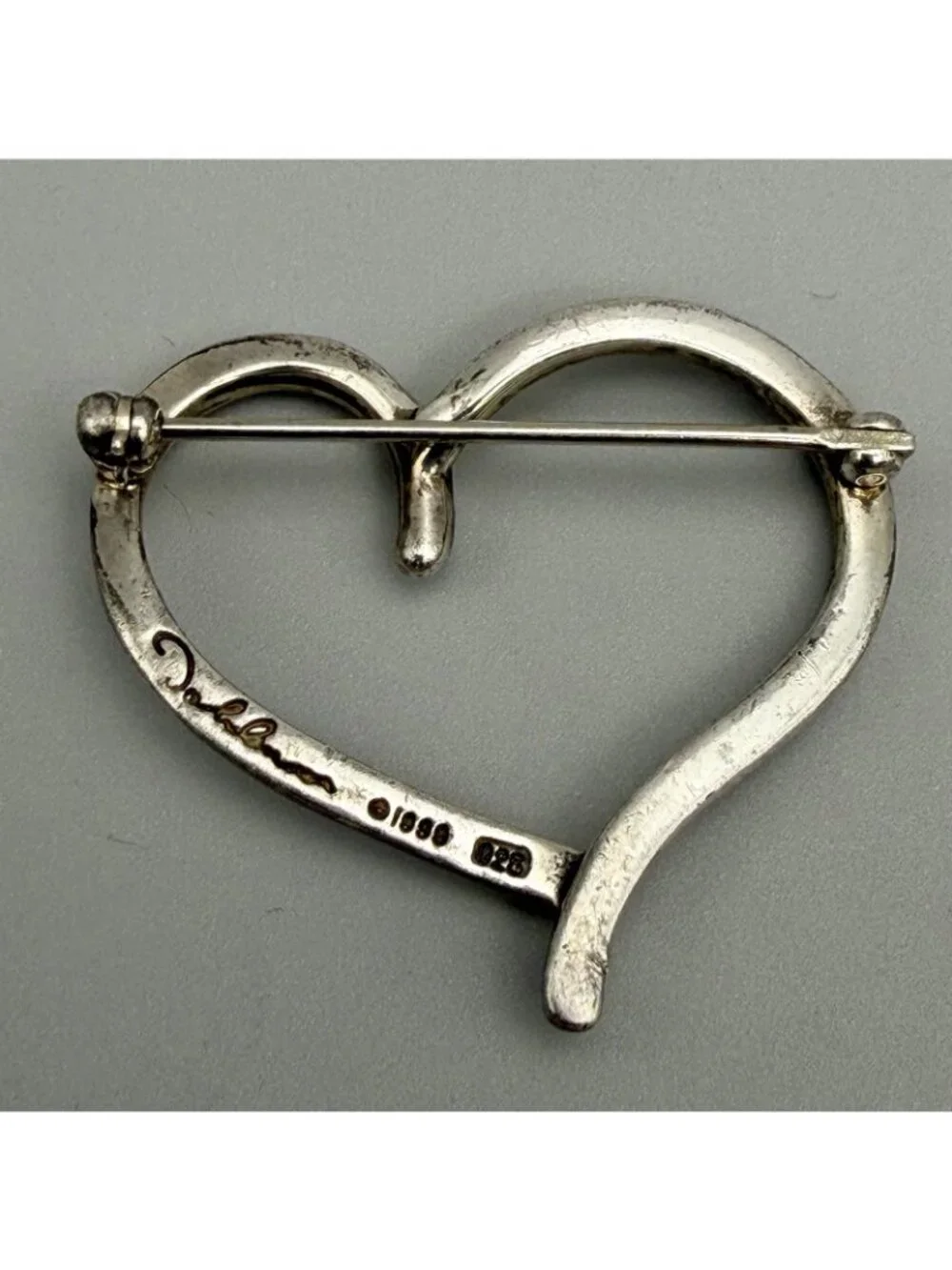 John Lennon Open Heart Brooch Imagine Collection Sterling Silver 925©1999 Signed